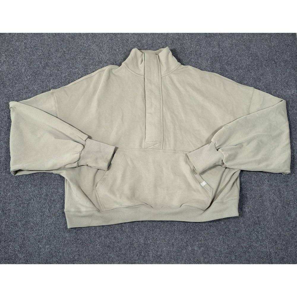 Women's Popflex Ooey Gooey Crop Oversized Half Zip Sweatshirt Light Sage L/XL